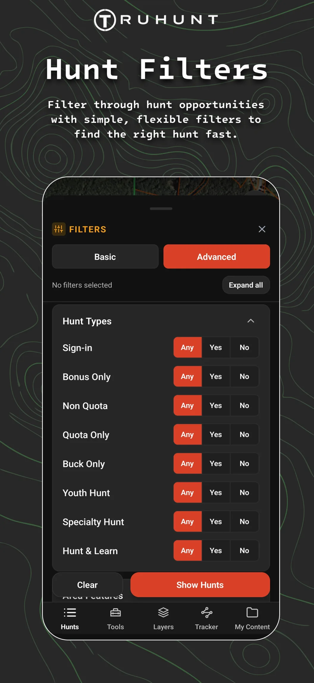 Hunt search filters