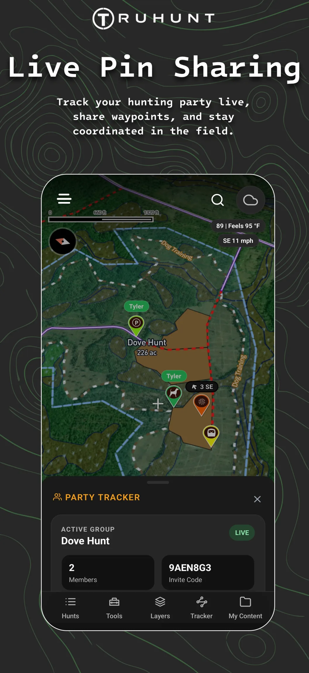 Live pin sharing with your party